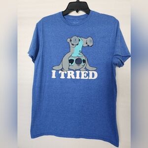 Disney Blue Short Sleeve Tee with Cartoon Design